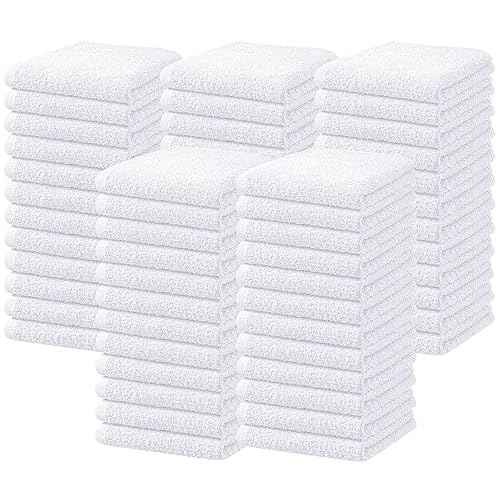 Oakias 100% Cotton Wash Cloths 60 Pack White - 12 x 12 Inches Ring Spun Cotton Facial Towels - Highly Absorbent Quick Dry Spa Towels - Bulk Washcloths Ideal for Scrubbing and Cleaning
