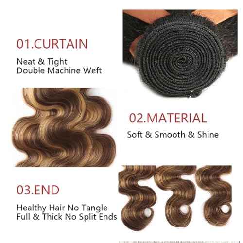 28 28 28 inch Ombre Brown Bundles 4/27 Human Hair Bundles Highlight Blonde Human Hair Bundle Double Weft 300g