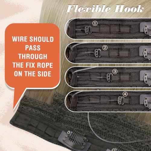Sunny Hair Wire Hair Extensions Real Human Hair Fish Line Human Hair Extensions Invisible Wire Extensions Ash Blonde to White Blonde #Sun 18 Inch