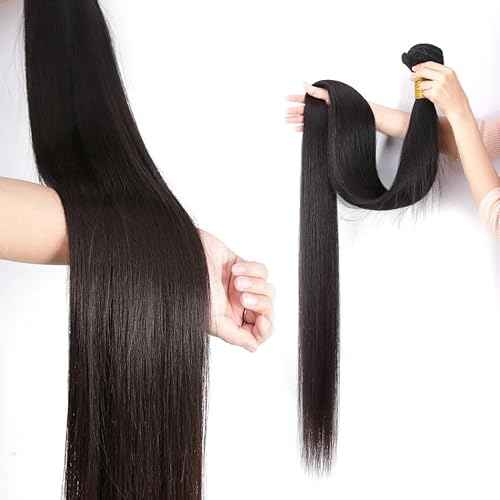 Human Hair Bundles Straight Bundles Human Hair 20 20 20 Inch 100% Unprocessed Brazilia Virgin Hair Double Weft Weave Deals Natural Black - 3 Pack, Style Keep Texture Silky Soft, Hair Extension