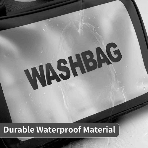 Miss or Miss Travel Wash Toiletry Bag for Women Men, Translucent Waterproof Makeup Cosmetic Bag Travel Organizer for Accessories, Toiletries,Set of 3,Black