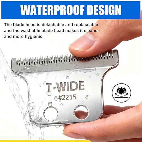 2215 Replacement T Wide Blades Compatible with Wahl 5 Star Detailer Li Trimmer(8081) and (8171) - Adjustable Stainless-steel Zero-Gap Trimmer Blade £¨1PC-silver)