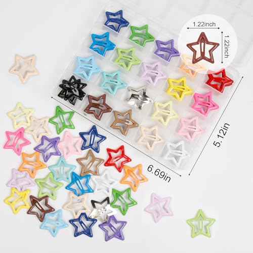 80Pcs Y2K Star Hair Clips - Colorful Metal Snap Hair Barrettes for Women Girls Non-Slip Cute Star Hair Accessories for Daily Party