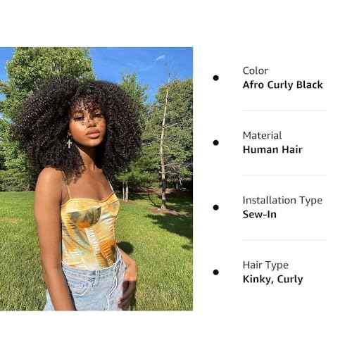 Mongolian Afro Kinky Curly Human Hair 3 Bundles (18 18 18 Inch) Afro Curly Weave Hair Extensions for Black Women Unprocessed Virgin Hair Afro Kinky Human Hair Bundles Natural Color