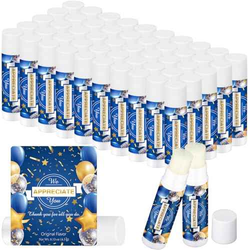 50 Pack Christmas Employee Appreciation Gifts Bulk Lip Balms Bulk Christmas Stocking Stuffers Xmas Party Gift Team Coworker Thank You Gifts Basket Stuffers for Women Men Teacher Staff(Appreciate)