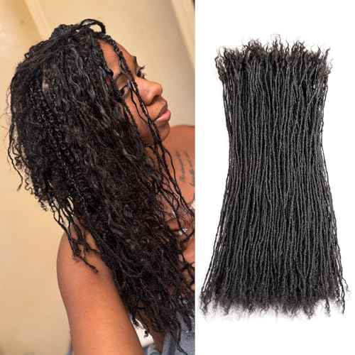 Originea Micro Locs Extesnions Human Hair 0.2cm Thickness Sisterlocks Curly Tips, Full Handmade Interlocking Permanent Soft Dreadlock Extensions Natural Looking Locs (1B# 0.2cm, 8 Inch 120 Strands)