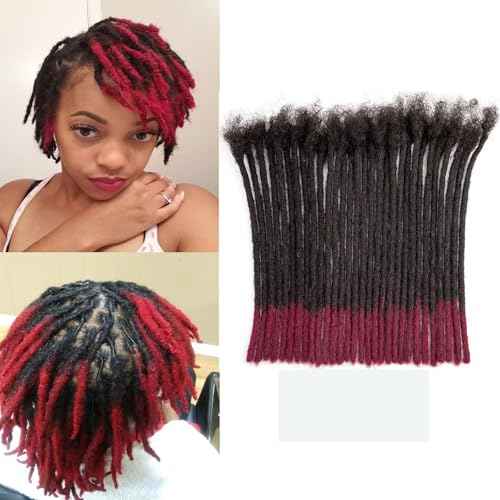 Dreadlock Extension Human Hair 10inch 0.6cm Width 100% Permanent Huamn Hair Loc Extension Can Be Dyed Bleached Curled Handmade Loc Extension for Men Women,50strands