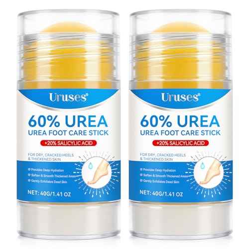 2Pack Urea Cream 60% plus Salicylic Acid 2% Urea Foot Care Stick,Foot Cream for Foot Callus Remover, Feet Moisturizer Stick for Dry Cracked Heels, Hands, Knees,Hydrating Heel Balm, Easy To Use
