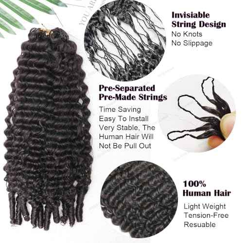 Feather Crochet Human Hair With Tight Curly Ends Invisible Knots Deep Curly Crochet Human Hair Extensions Knotless Pre-Separated 16inch 120g