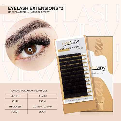 LASHVIEW Lash Kit for Beginners 338pcs Lash Extension Kit Professional Mannequin Head With 7 Pairs Replaced Eyelids Silicone Training Set Include Mini Fan Dryer Makeup Natural Skin Color