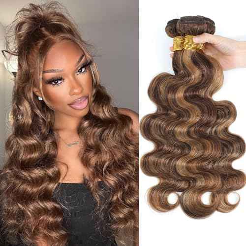 Highlight P4/27 Body Wave Bundles Human Hair 100% Unprocessed Raw Material Body Wave Human Hair Bundle For Quick Weave Double Weft Brown Honey Blonde Piano Color 16 18 20 Inch