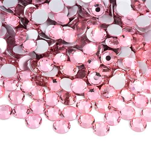 Flatback Rhinestones Round Gems for Nails Art and Crafts 4000Pcs SS12 3mm Glitter Crystals Stone DIY Bags Clothes Shoes (Pink)