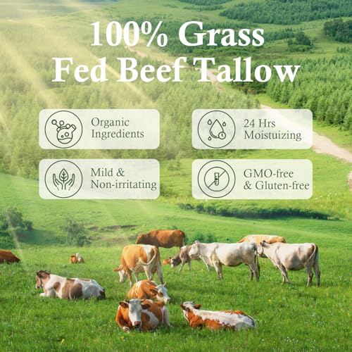 Beef Tallow for Skin, Beef Tallow, Tallow and Honey Cream, Grass Fed Beef Tallow, Whipped Beef Tallow for Face Moisturizer for All Purpose with Raw Honey Tallow Balm 150 Gram(5.3oz)