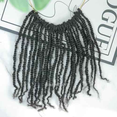 Pre-Twisted Crochet Human Hair Passion Twists With Curly Full Ends Micro Pre-Looped Reusable Mini Twist Braids Crochet Human Hair Extensions 2Packs/50Strands 10Inch