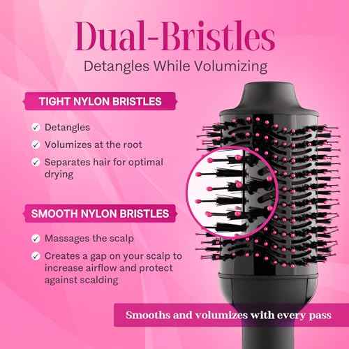 Asani 4-in-1 Hair Dryer Brush - Blowout, Curling, Straightening & Comb with Anti-Frizz Ceramic Titanium Barrel for All Hair Types (120 Volt)