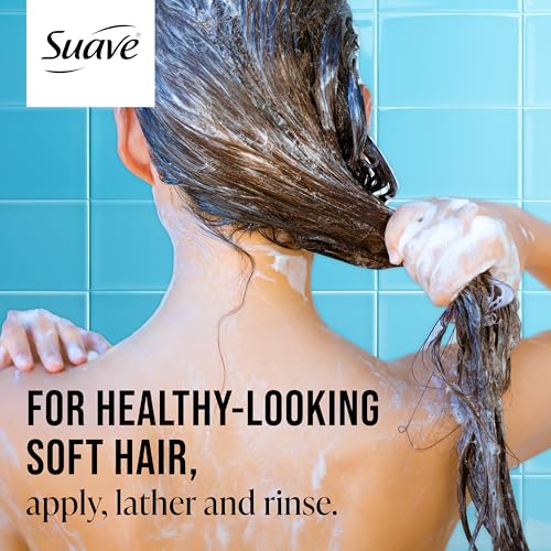 Suave 2-in-1 Moisture Shampoo & Conditioner with Vitamin B5 Infusion and pH Balanced Salon Formula, Anti-Frizz Cleansing for Dry Hair, 28 Oz (Pack of 4)