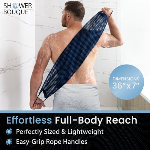 Japanese Exfoliating Washcloth for Back & Body - Charcoal & Silver Ion Exfoliating Towel - Two-Sided Gentle Exfoliation