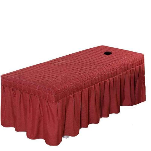 1pcs Solid Beauty Salon Bedskirt ONLY for Salon Massage Table Bed Sheet Bedspread SPA Beauty Bed Sheet Full Cover with Hole, 74.8x31.4inch (Wine red)