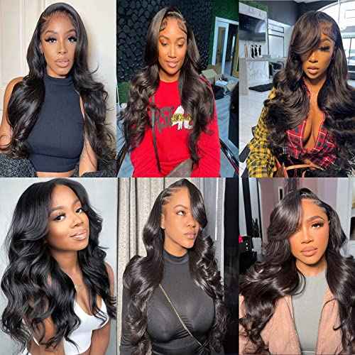 Aaliweya 5x5 HD Lace Closure Wigs Human Hair Body Wave 5x5 Lace Front Wig for Women 180 density Glueless Lace Closure Wig Pre Plucked with Baby Hair Super Soft Natural Black 22inch