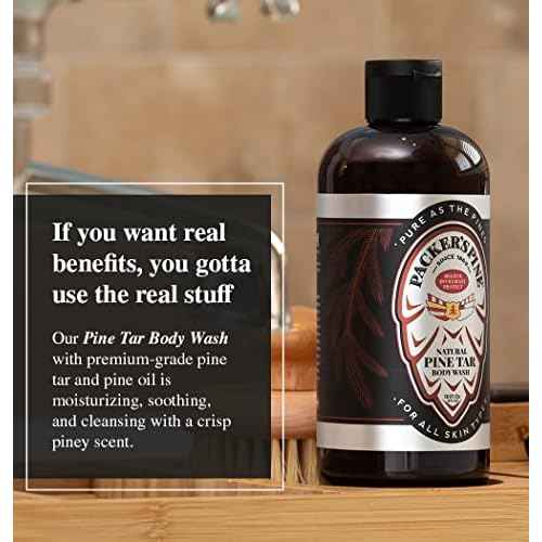 Packer's Pine Tar Body Wash | Soothing Mens Shower Gel For Psoriasis Relief | Made With Natural Pine Tar and Pine Oils | Paraben & Sulfate-Free, 16 fl oz, 2 Pack