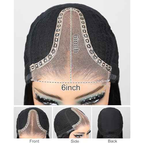 Arabella 6x6 Wear and Go Glueless Wigs Human Hair Deep Curly Bob Wig Lace Front Wig Human Hair 210% Density Pre-Cut Lace Wigs Pre Bleached Tiny Knots Bob Wig Human Hair(14inch, 6x6 Glueless Bob)