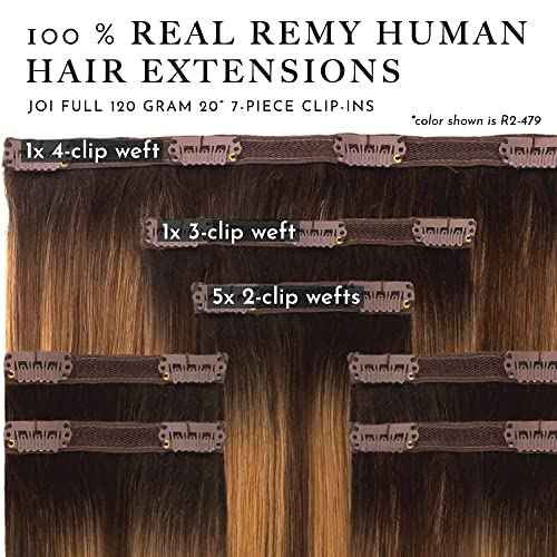 Clip-In Hair Extension Set by Joi Hair, Clip Sewn Machine Weft, Premium Remy Human Hair, Full Set for Full Head, 120g, 160g, 220g 20" (120 Grams Joi Full for Fine Density, #6 Chestnut Brown)
