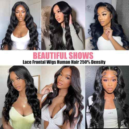 Holiden Body Wave Lace Front Wigs Human Hair Pre Plucked 100% Real Human Hair Wig 250 Density 13x5 HD Transparent Lace Frontal Wigs 28 inch for Black Women