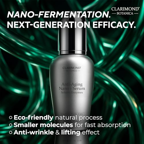 Clarimond Anti Aging Face Serum w/Nano Fermentation, Pro-Xylane¢â, Peptides & Collagen for Hydration, Wrinkle Reduction, Firming, Plumping - Fast Absorbing Botanical Youthful Skincare Treatment 40ml