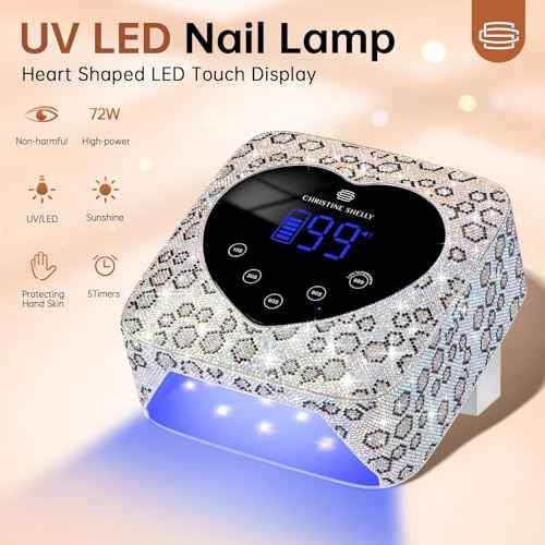UV LED Nail Lamp 72W Rechargeable Sparkly Wireless Nail Dryer Gel Polish Light with 5 Timer Setting Professional Quick Dry Curing Lamp with Display Auto Sensor for Salon & Home
