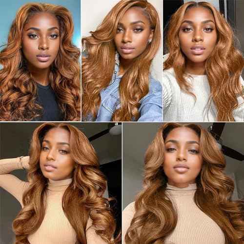 Light Brown Human Hair Bundles Body Wave 18 20 22 Inch Body Wave Human Hair Weave 3 Bundles Silky Hair Bundles Brazilian 3 Bundles Human Hair Extensions 30 Color
