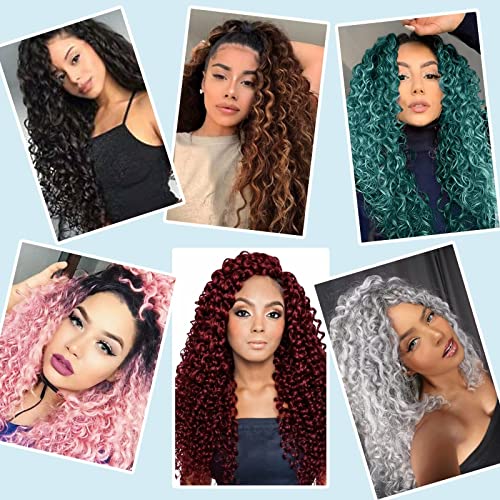 Aliabsion Ombre Brown Afro Kinky Curly Braiding Hair Extensions Water Curl Crochet Hair 3pcs 14inch Crochet Curly Braid Hair Black to Brown Short Synthetic Hair Styles (1b/30)