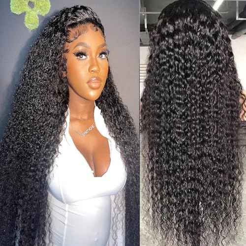 Manorshen 26 Inch 5x5 HD Lace Closure Wigs Human Hair Pre Plucked Deep Wave Human Hair Wigs for Black Women Glueless 180% Density Wet and Wavy Deep Curly Wig Natural Color with Baby Hair