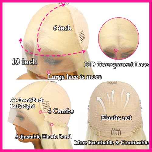 30 Inch 613 13x6 Lace Front Wig Human Hair Straight Blonde Wig Human Hair 613 HD Transparent Lace Frontal Wigs Pre Plucked with Baby Hair 200 Density Blonde Wigs for Women