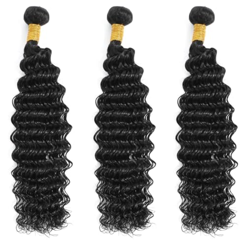 Deep Wave Curly Braiding Hair Extensions Synthetic Curly Crochet Hair High Temperature Fiber Bio Protein Hair (Natural Black 18 Inch 3 Packs 100g)