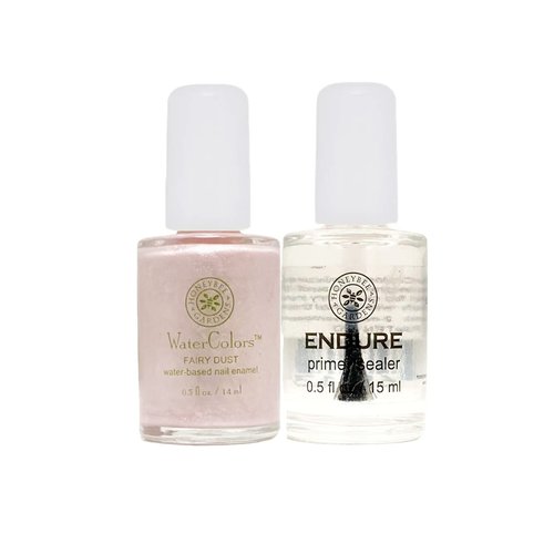 Honeybee Gardens WaterColors Nail Enamel + Endure Primer/Sealer Bundle (Fairy Dust - Very Light, Iridescent Pink)