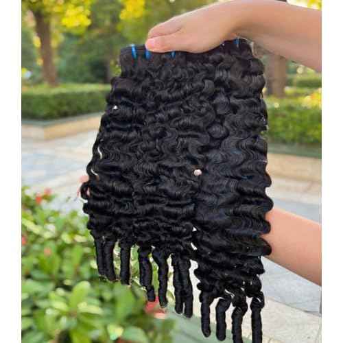 Lemoda Burmese Curly Bundles Human Hair 16 16 16 Inch 100% Unprocessed Virgin Weave 3 Bundles Real Human Hair Extensions 14A Raw Burmese Curly Human Hair Bundles for Black Women Natural Black