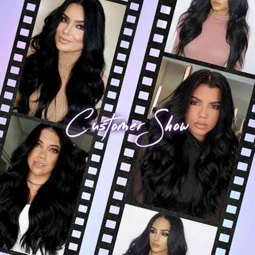 13x4 Synthetic Lace Front Wig Black Long Wavy Wigs 26inch Pre-Plucked Hairline and Baby Hair Synthetic Wigs for Black Women