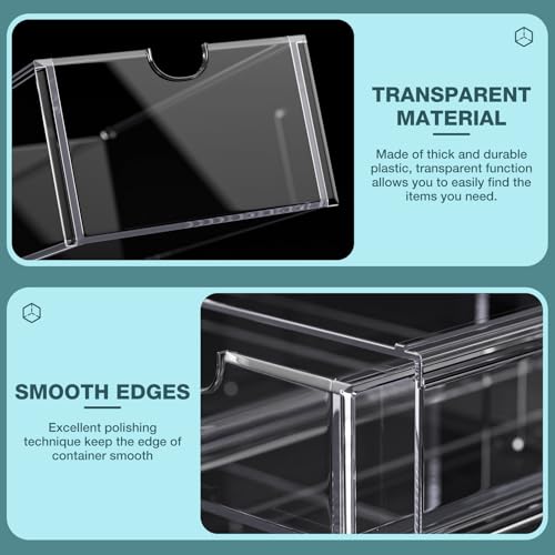 Noverlife Acrylic Hair Accessories Organizer with 4 Drawers, Clear Storage Drawers for Organizing Hair Ties/Jewelry/Sunglass, Stylish Make up Organizer Display & Office Bathroom Desktop Storage Case