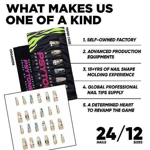 PSYTONE Short Press on Nails Almond Orange French Tip Glue on Nails Cute Fake Nails Full Cover Stick on Nails Glossy Artificial Nails Short Acrylic Nails Press ons Reusable False Nails for Women