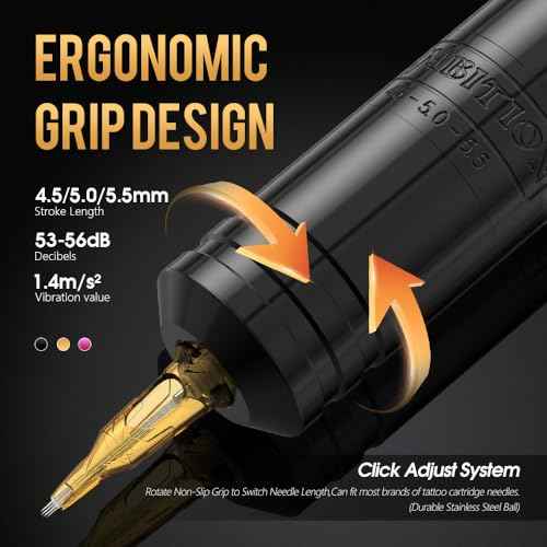 Ambition Torped 36mm Rotary Tattoo Pen Machine with Original 5.5mm Stroke Brushless Motor Tattoo Cartridge Gun Supply for Professional Tattoo Artists (Black)