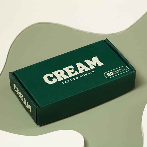 Cream Tattoo Supply Green Cartridges, 20pcs Japanese Steel Tattoo Needle Cartridges for Metal Grips (15 Curved Magnum Bugpin - 1015 CM BP)