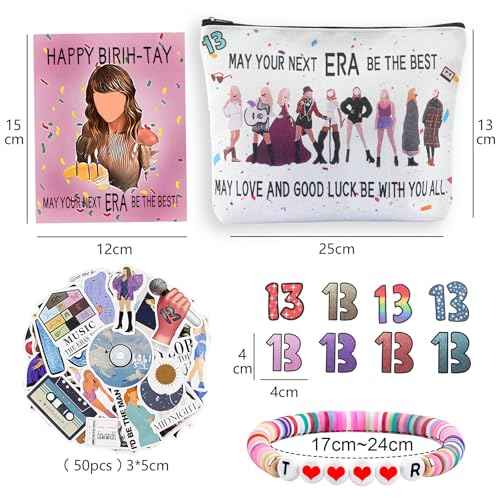 Singers Merch Makeup Bag, Music Loves Gifts Set Including 1 Makeup Bag, 1 Bracelets 1 Card 50Pcs Stickers, 8 Temporary Tattoos, Best Gifts for Girls Women and Music Fans
