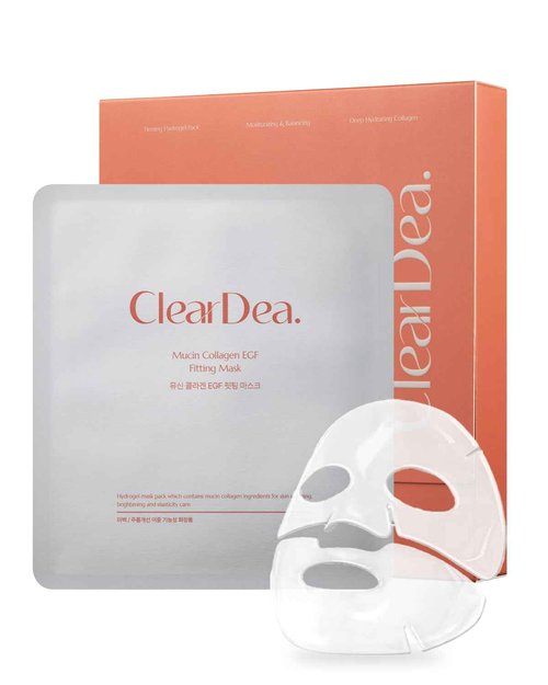 ClearDea Mucin Collagen EGF Mask (Plant Mucin & 7 Collagen Complex) Hydrogel Sheet for Overnight Moisturizing Skincare, 5 Pack – Bestselling Korean Face Mask, Glass Skin Glow Up Essentials