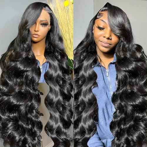 13x6 Body Wave Lace Front Wigs Human Hair Pre Plucked 200% Density Frontal Human Hair 13x6 Transparent Frontal Wigs Human Hair for Women 26 Inch