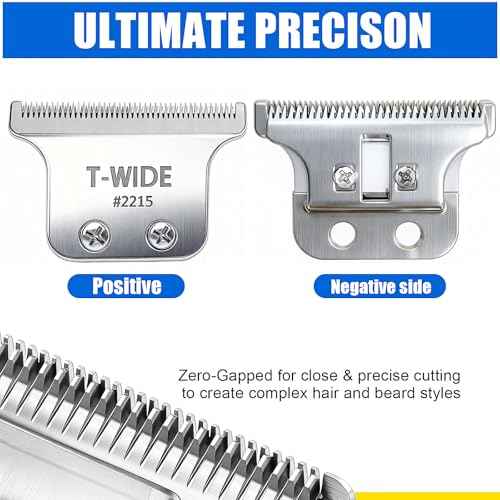 2215 Replacement T Wide Blades Compatible with Wahl 5 Star Detailer Li Trimmer(8081) and (8171) - Adjustable Stainless-steel Zero-Gap Trimmer Blade £¨1PC-silver)