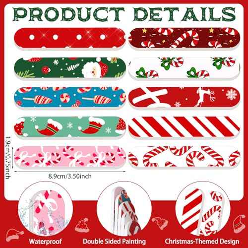 50 Pcs Christmas Mini Nail File Gifts Bulk for Women Candy Cane Double Sided Emery Boards Small Xmas Party Favors Thank You Gifts Manicure Tools for Employee Staff Coworker Appreciation