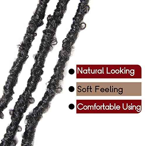 BOHOBABE 24 Inch Light Weight Butterfly Locs Crochet Hair 8 Packs Long Black Distressed Butterfly Faux Locs Crochet Hair, 1B