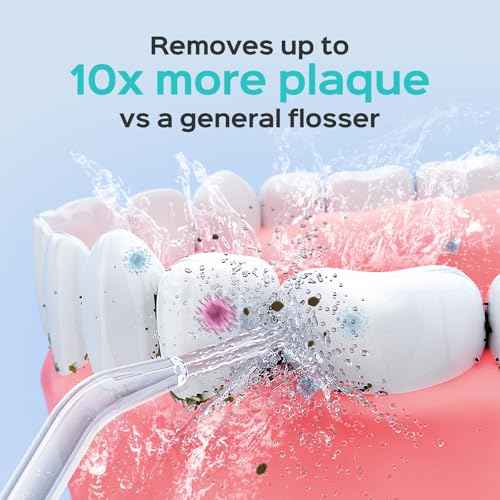 COSLUS Professional Water Flosser for Teeth: 12 Pressure Settings Electric Dental Pick for Tooth Cleaning, Sensitive Gums, Braces, Oral Care - Home Use, ??4 Jet Tips for Multiple Users, Family, White