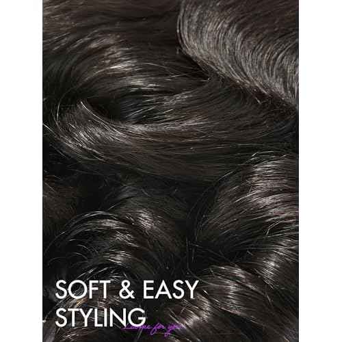 LUVME 13x4 Loose Wave Lace Frontal - 100% Human Hair, HD Transparent Lace, 150% Natural Black, 14 Inch
