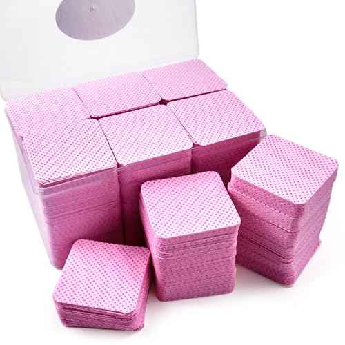Lint Free Nail Wipes in storage case, Non-Woven Soft Nail Polish cleaner Wipes, Super Absorbent Pad for Fingernail Polish Remover - Eyelash Extension - Finger Art Supplies (1080 Pink)